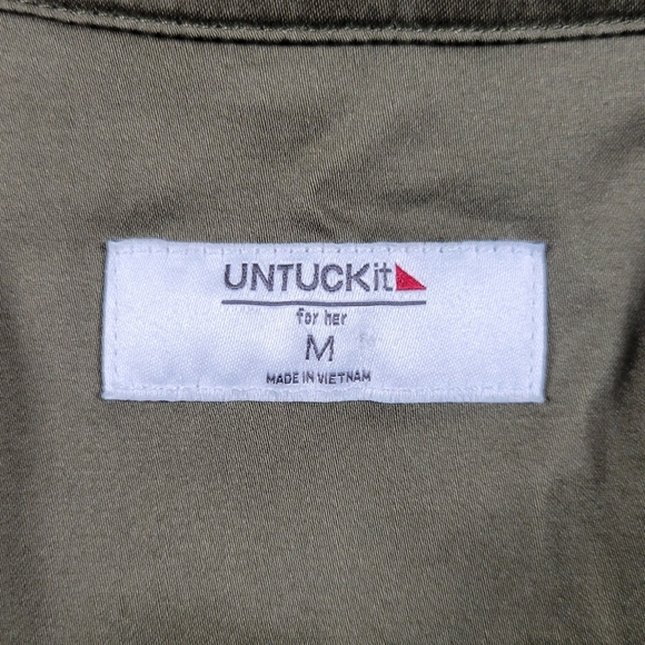 UNTUCKit Shirt Dress Womens Medium Olive Green Glynis Long Sleeve Popover Tunic - Picture 3 of 10